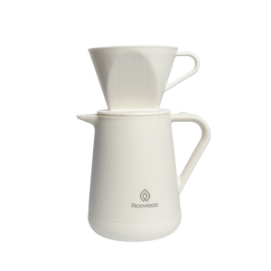 Daily Brew 600ml matte beige pot with pour-over dripper – front view