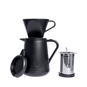 Daily Brew 600ml black full set with dripper, lid, and stainless steel tea filter