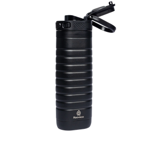 Rooveco GoSip – Black – Angled view with open flip lid