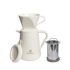 Daily Brew 600ml beige full set with dripper, lid, and stainless steel tea filter