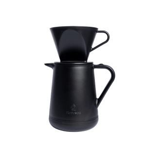 Daily Brew 600ml matte black pot with pour-over dripper – front view