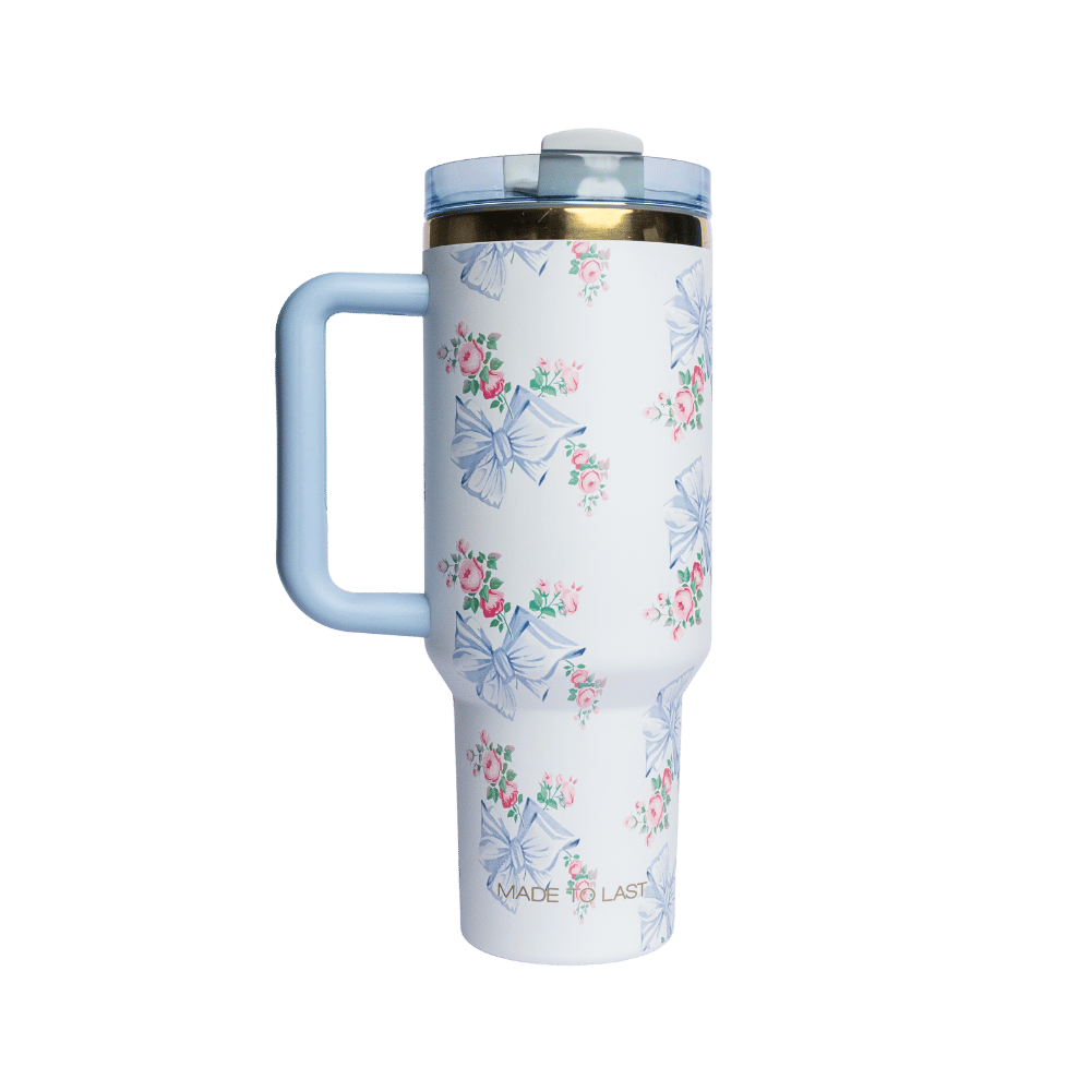 Bloom Tumbler 1.18L Outlet – blue floral side view
