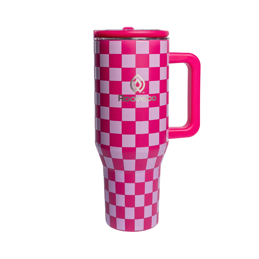 Rooveco CheckMate – Pink Checkered – Front view on transparent background