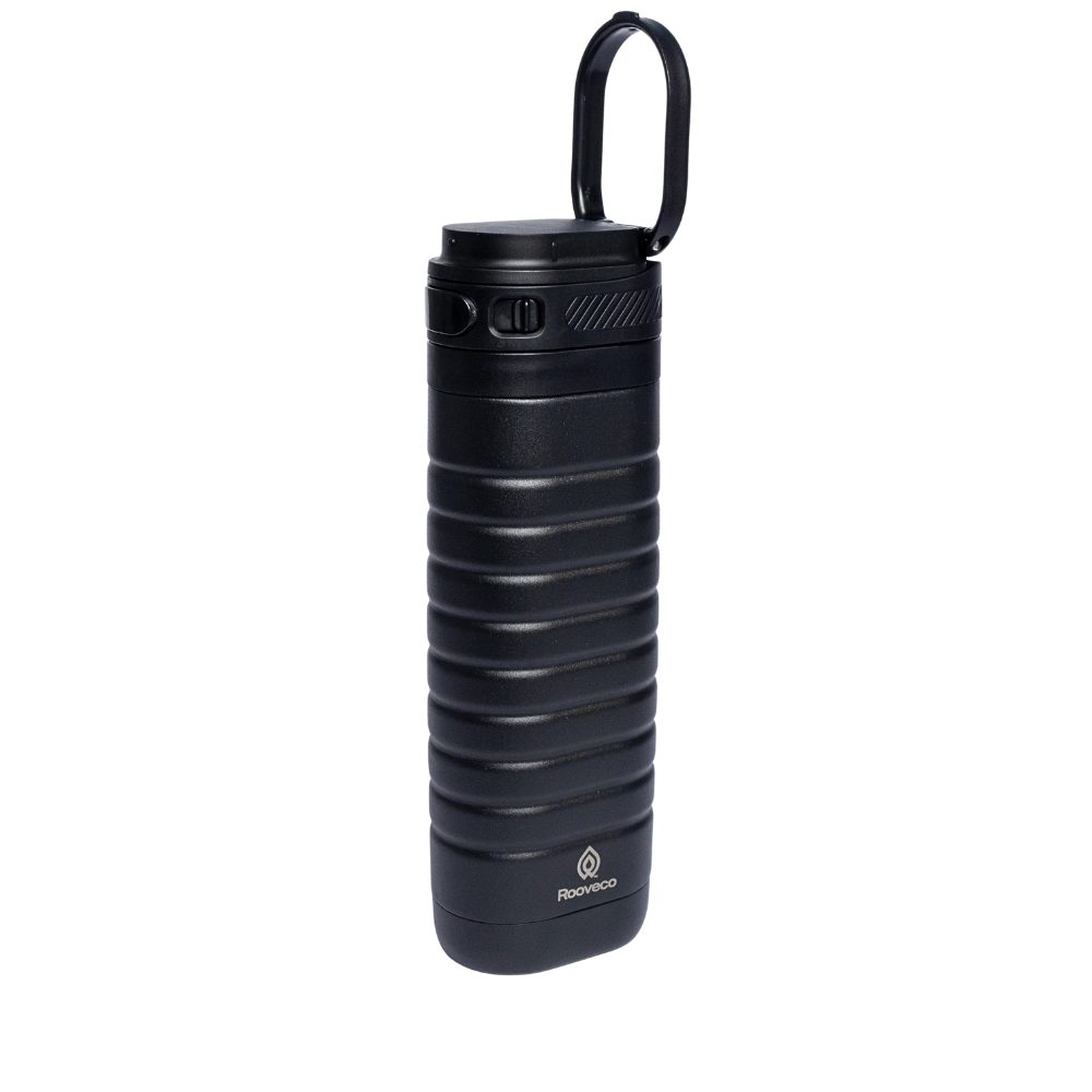 Rooveco GoSip – Black – Angled view showing bottle handle