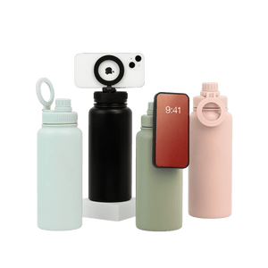MagSafe Bottle 950ml Outlet – lifestyle group view with MagSafe phone holder