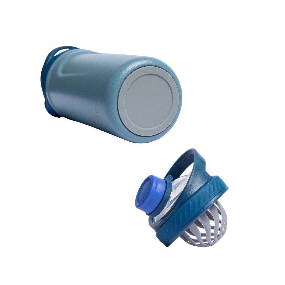 Rooveco Power Shaker – Blue – Bottle base and detached shaker lid