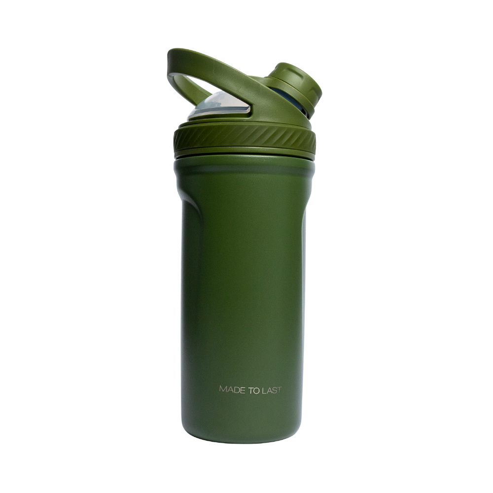 Rooveco Power Shaker – Olive – Back view showing “Made To Last”