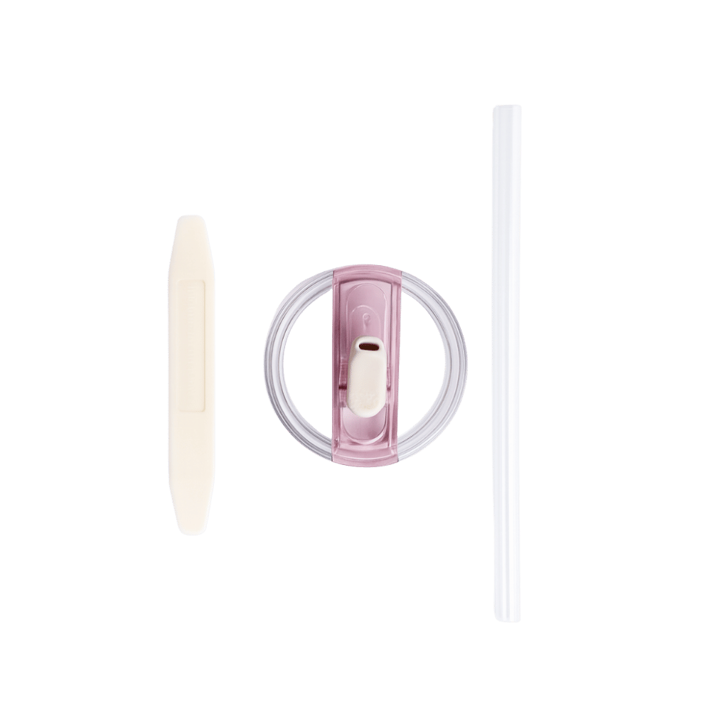Rooveco Straw Lid Set Pink – parts layout white background