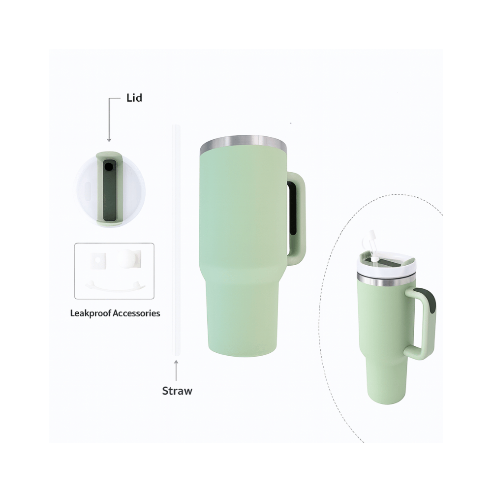 Vault Tumbler 1.18L Outlet – mint tumbler with straw and lid parts